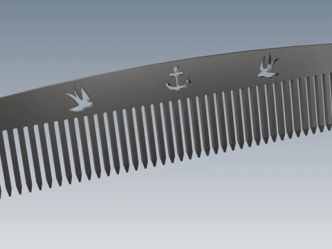 Stainless Steel Hair Comb-4 Laser Cut Sheet Metal CAD Model Modèle 3D