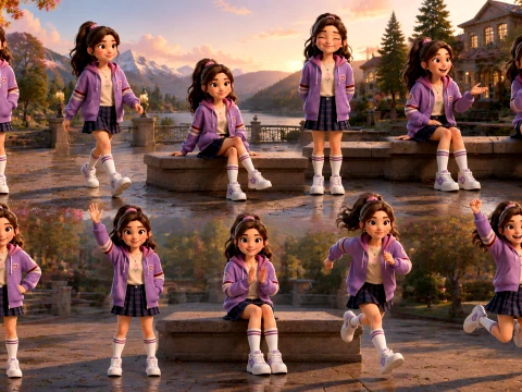 3D Stylized Girl Character Rigged Animated Game Ready PBR Model 3D Model