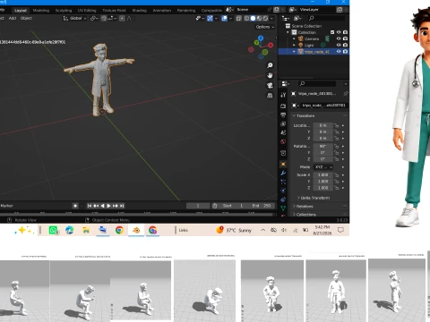 Stylized Doctor Character Rigged Animated 3D Model