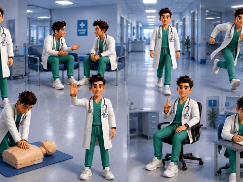 Stylized Doctor Character Rigged Animated 3D Model