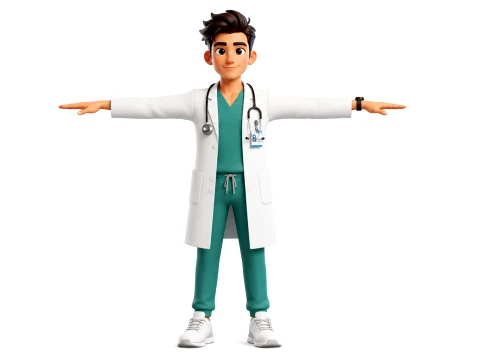 Stylized Doctor Character Rigged Animated 3D Model