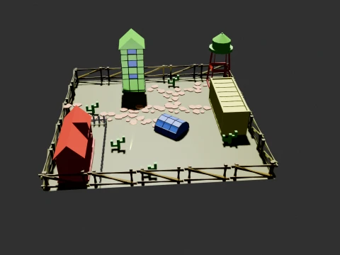 Low Poly Stylized Farm Diorama and Asset Pack 3D Model