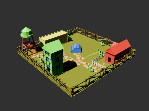 Low Poly Stylized Farm Diorama and Asset Pack 3D Model