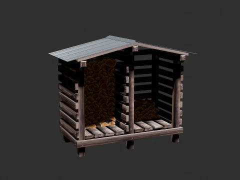 薪小屋のテクスチャモデル Woodched 3D モデル 3Dモデル