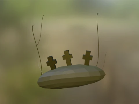 3D Low Poly Cemetery 3D Model