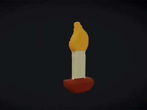 3D Low Poly Animated Cartoon Cute Candle 3D Model