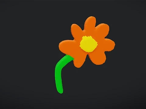 3D Low Poly Animated Cartoon Cute Flower 3D Model