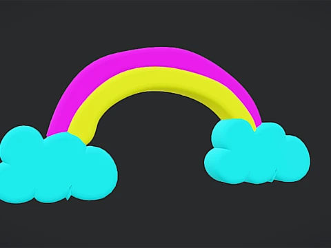 3D Low Poly Animated Cartoon Cute Rainbow 3D Model