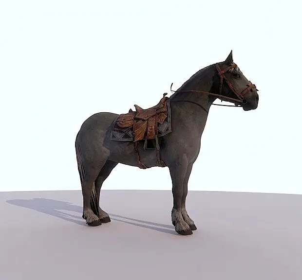 Standing horse 3D Model .c4d .max .obj .3ds .fbx .stl .blend 