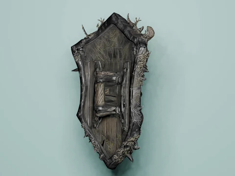 Dark Fantasy Dragon Tree Shield Low Poly Weapon Low-poly 3D Model