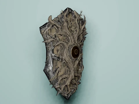 Dark Fantasy Dragon Tree Shield Low Poly Weapon Low-poly 3D Model