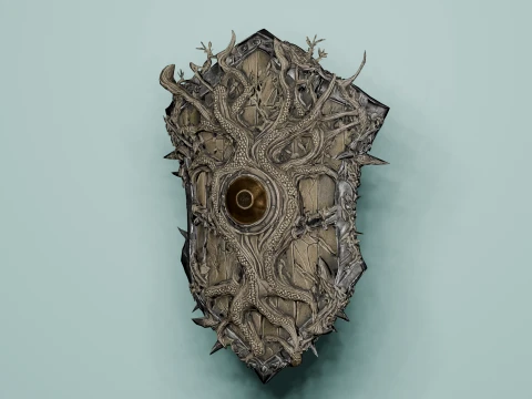 Dark Fantasy Dragon Tree Shield Low Poly Weapon Low-poly 3D Model