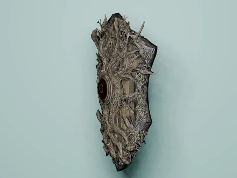 Dark Fantasy Dragon Tree Shield Low Poly Weapon Low-poly 3D Model