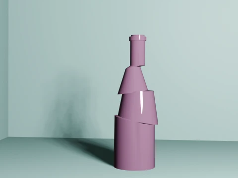 Deconstructed Pink Glass Bottle Model Low-poly 3D mode 3D Model