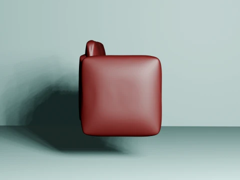 Modern Red Leather Sofa - Minimalist 2-Seater Couch 3D Model