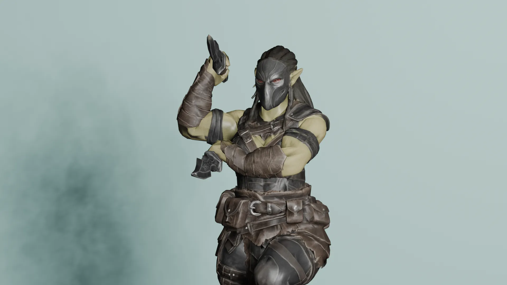 Female Orc Rogue with Daggers - Low Poly 3D Model .c4d .max .obj .3ds .fbx .stl .blend 