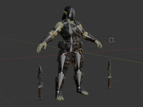 Female Orc Rogue with Daggers - Low Poly 3D Model