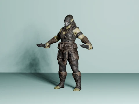 Female Orc Rogue with Daggers - Low Poly 3D Model