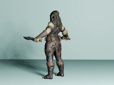 Female Orc Rogue with Daggers - Low Poly 3D Model