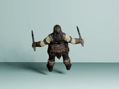 Female Orc Rogue with Daggers - Low Poly 3D Model