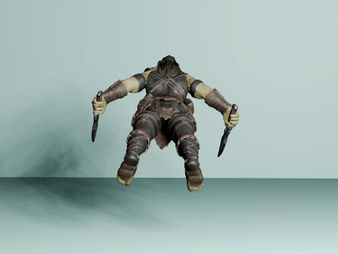 Female Orc Rogue with Daggers - Low Poly 3D Model