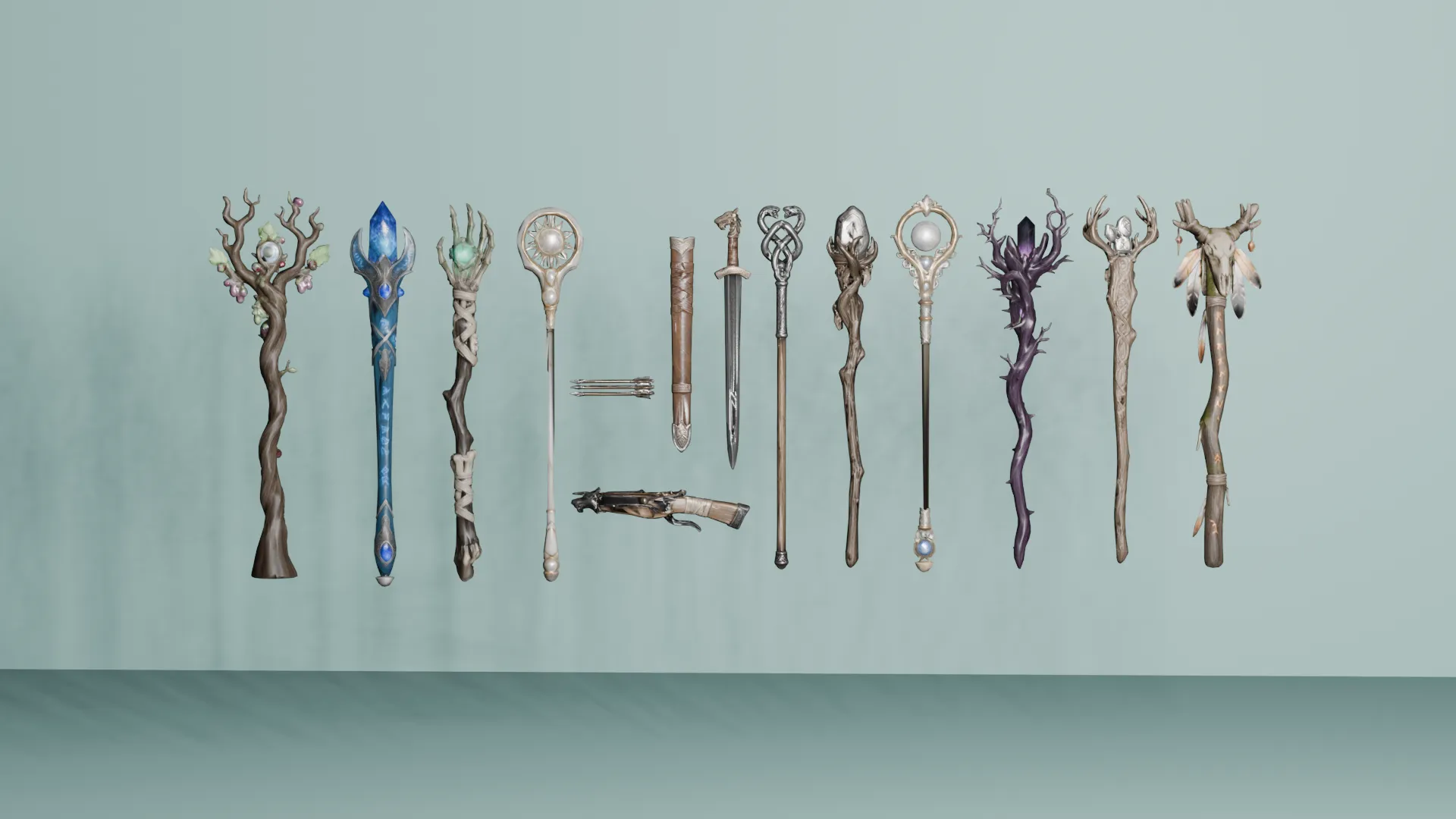 Dark Fantasy RPG Weapon Asset Pack 3D Model .c4d .max .obj .3ds .fbx .stl .blend 