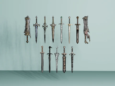 Dark Fantasy RPG Weapon Asset Pack 3D Model