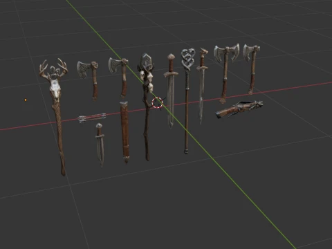 Dark Fantasy RPG Weapon Asset Pack 3D Model