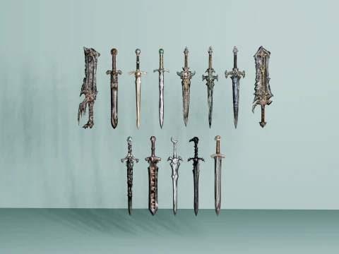 Dark Fantasy RPG Weapon Asset Pack 3D Model