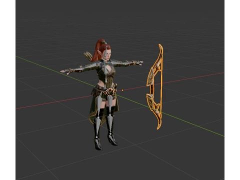 Elven Archer Female Character - Game Ready Rigged 3D Modell