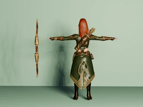 Elven Archer Female Character - Game Ready Rigged 3D Model