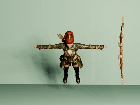 Elven Archer Female Character - Game Ready Rigged 3D Model