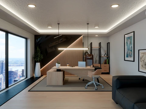 Interior Office Room Scene 3D Model