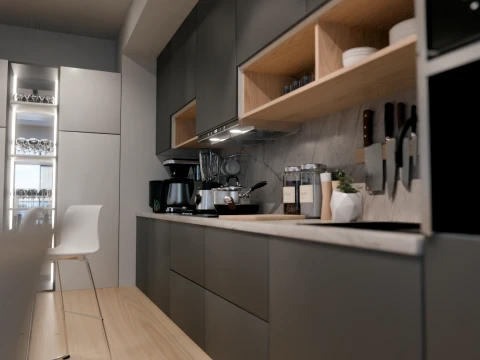 Interior Modern Kitchen Scene 3D Model