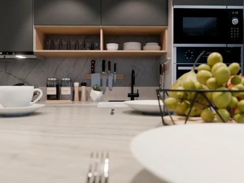 Interior Modern Kitchen Scene 3D Model