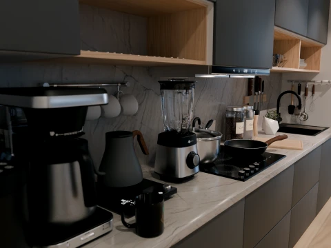 Interior Modern Kitchen Scene 3D Model