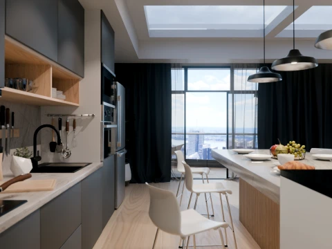 Interior Modern Kitchen Scene 3D Model