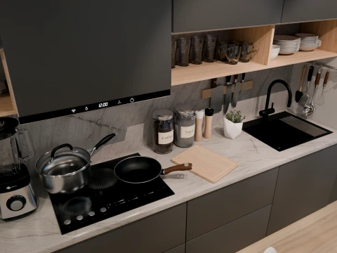 Interior Modern Kitchen Scene 3D Model