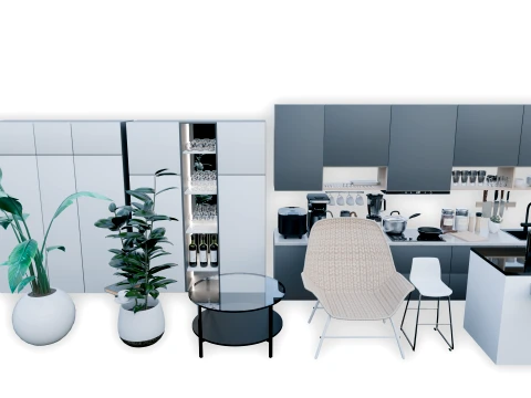 Interior Modern Kitchen Scene 3D Model