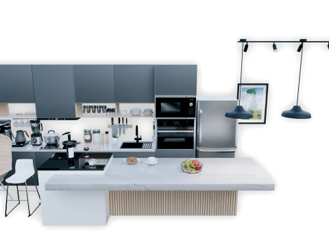 Interior Modern Kitchen Scene 3D Model