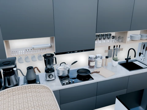 Interior Modern Kitchen Scene 3D Model