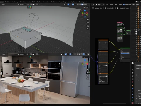Interior Modern Kitchen Scene 3D Model