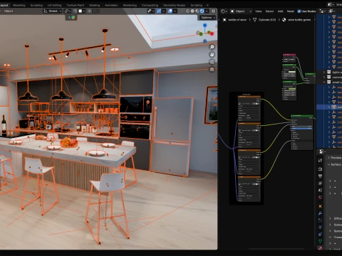 Interior Modern Kitchen Scene 3D Model