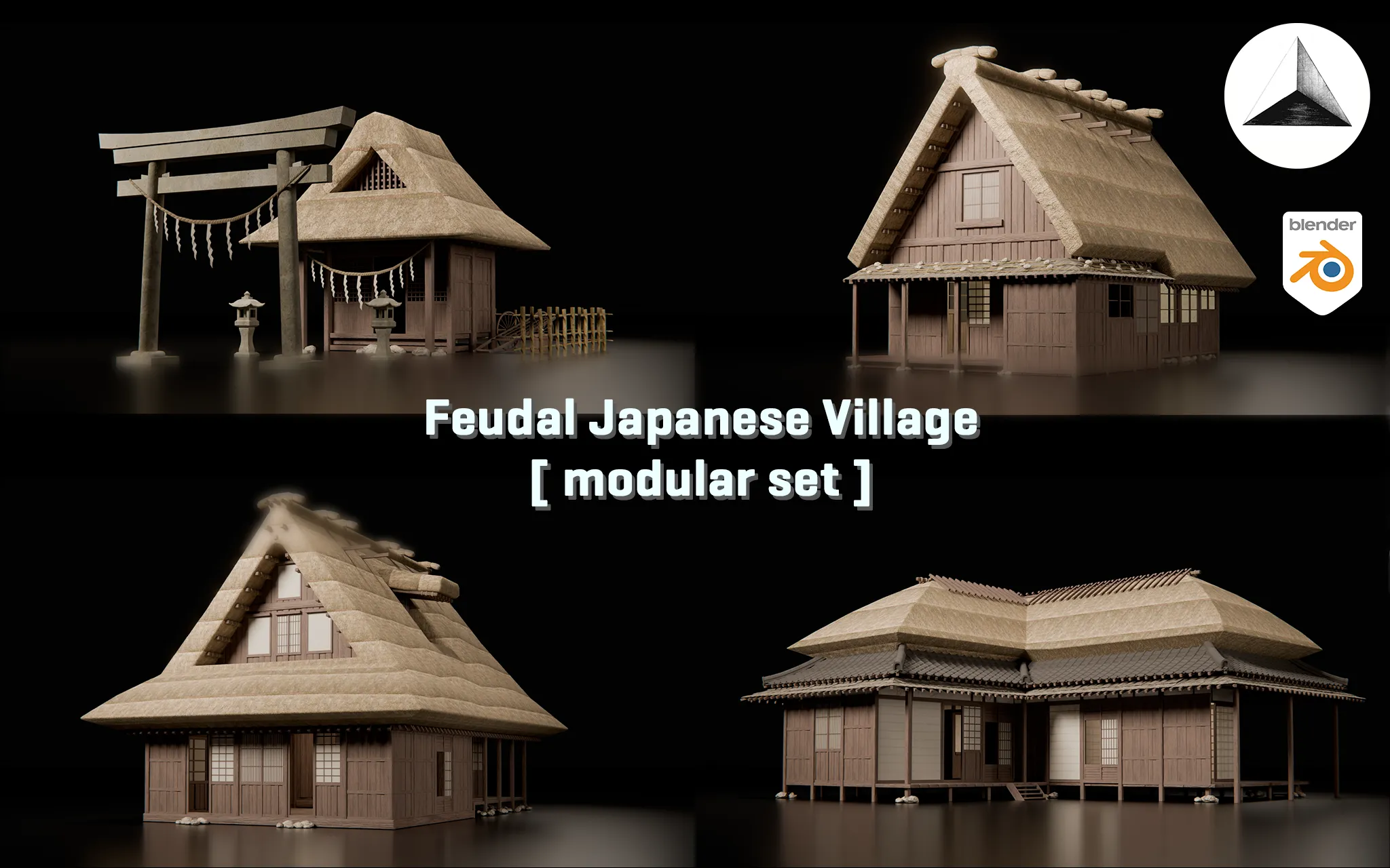 Feudal Japanese Village Modular Set 3D Model .c4d .max .obj .3ds .fbx .stl .blend 