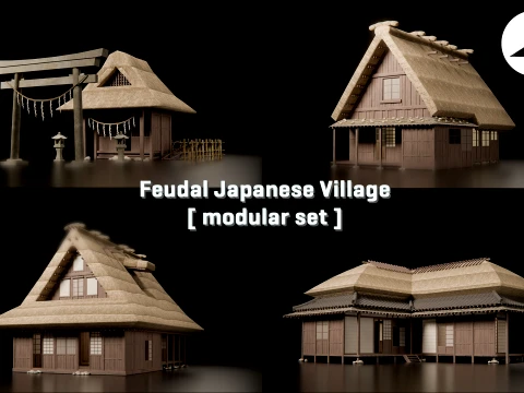 Feudal Japanese Village Modular Set 3D Model