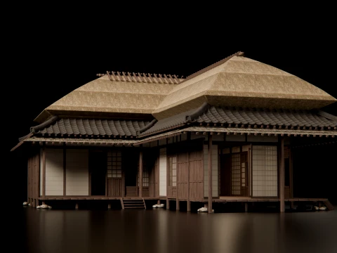 Feudal Japanese Village Modular Set 3D Model