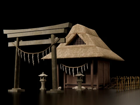Feudal Japanese Village Modular Set 3D Model
