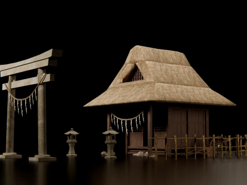 Feudal Japanese Village Modular Set 3D Model