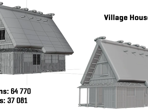 Feudal Japanese Village Modular Set 3D Model