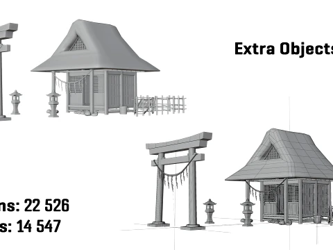 Feudal Japanese Village Modular Set 3D Model